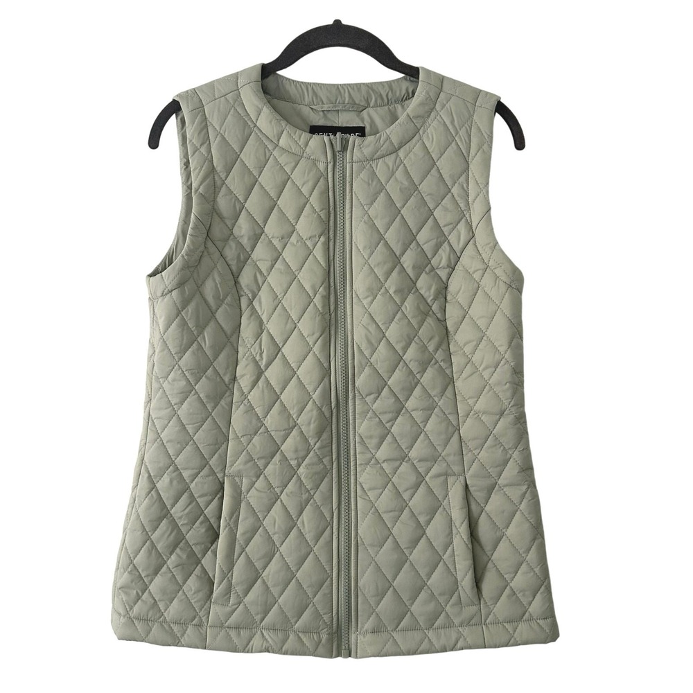 Centigrade Womens Lightweight Quilted Full Zip Green Vest Pockets XXS NWOT